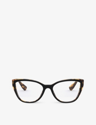 Miu Miu Womens Black Mu04sv Havana-frame Acetate Optical Glasses In Black