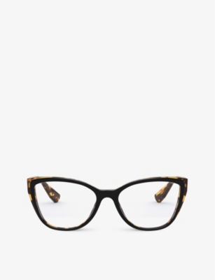 Miu Miu Womens Black Mu04sv Havana-frame Acetate Optical Glasses