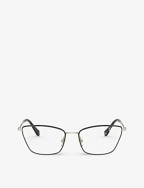 MIU MIU: MU 52SV butterfly-frame glass and metal eyeglasses