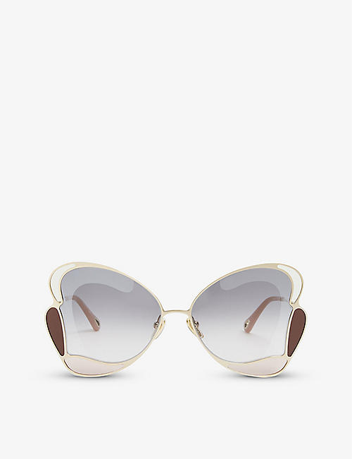 CHLOE: CH0048S Gemma metal and acetate butterfly-frame sunglasses