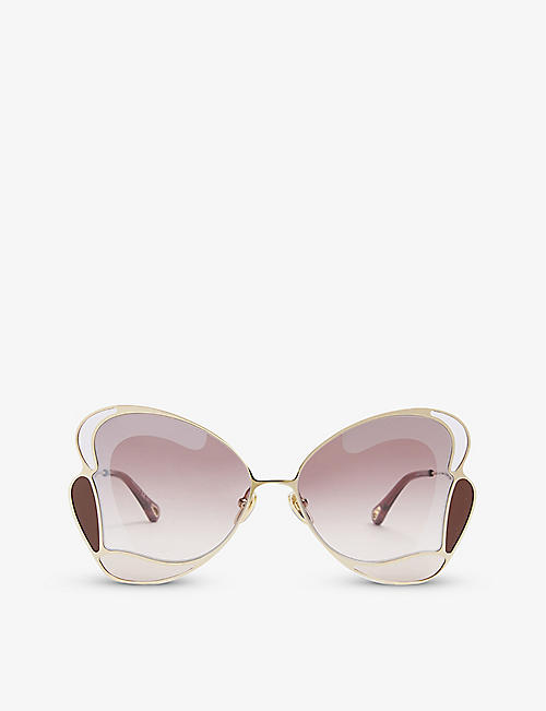 CHLOE: CH0048S Gemma butterfly-frame metal sunglasses