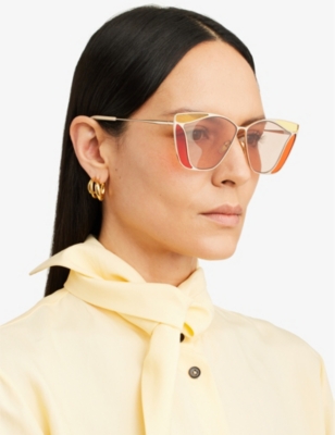 Shop Chloé Chloe Women's Orange Ch0049s Gemma Metal And Acetate Square-frame Sunglasses