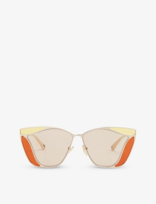 Shop Chloé Chloe Women's Orange Ch0049s Gemma Metal And Acetate Square-frame Sunglasses