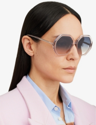 Shop Chloé Chloe Women's Pink Ch0008s Acetate Round Frame Sunglasses
