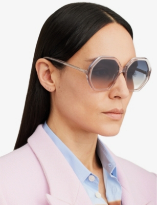 Chloé Ch0008s Acetate Geometric-frame Sunglasses In Pink