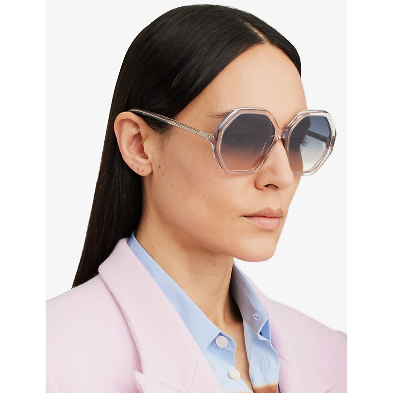 Shop Chloé Chloe Women's Pink Ch0008s Acetate Round Frame Sunglasses