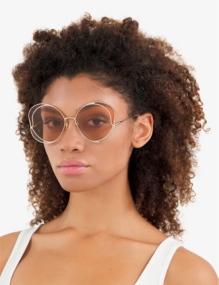Shop Chloé Chloe Women's Pink Ch0024s Gemma Metal And Acetate Butterfly-frame Sunglasses