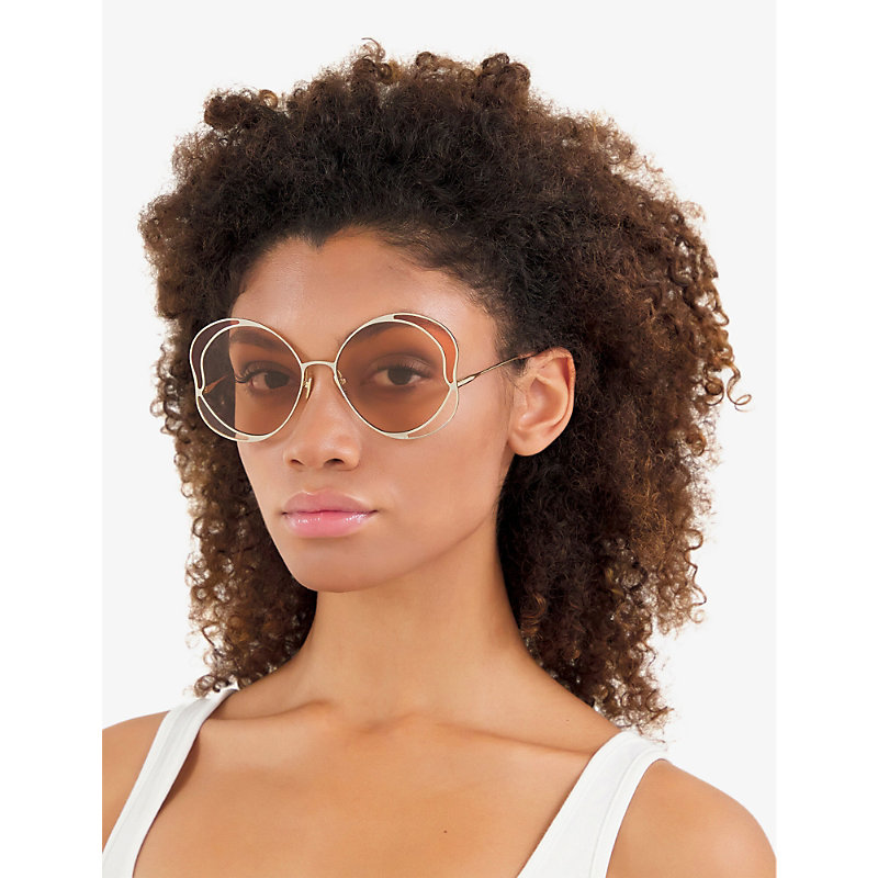 Shop Chloé Chloe Women's Pink Ch0024s Gemma Metal And Acetate Butterfly-frame Sunglasses