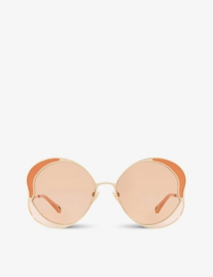 Chloé Ch0024s Gemma Metal And Acetate Butterfly-frame Sunglasses In Pink