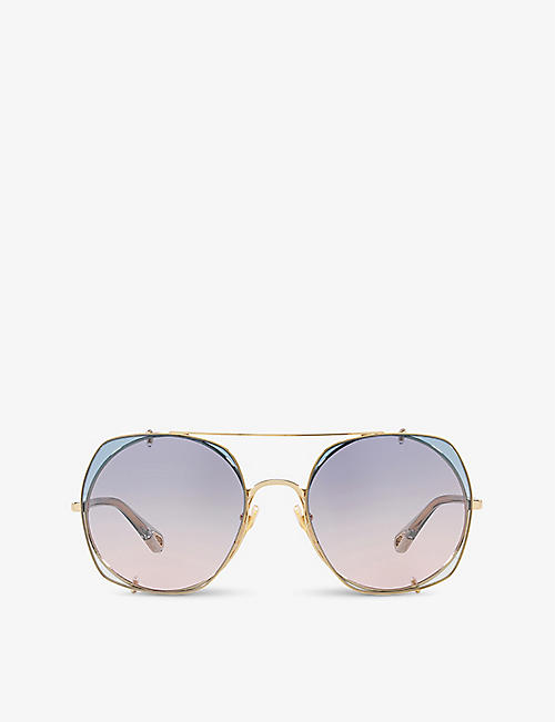 CHLOE: CH0042S rectangular-framed metal sunglasses