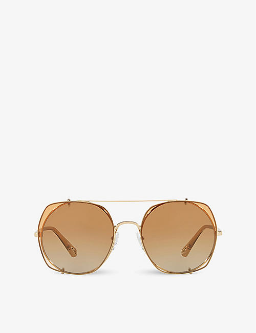 CHLOE: CH0042S rectangular-framed metal sunglasses