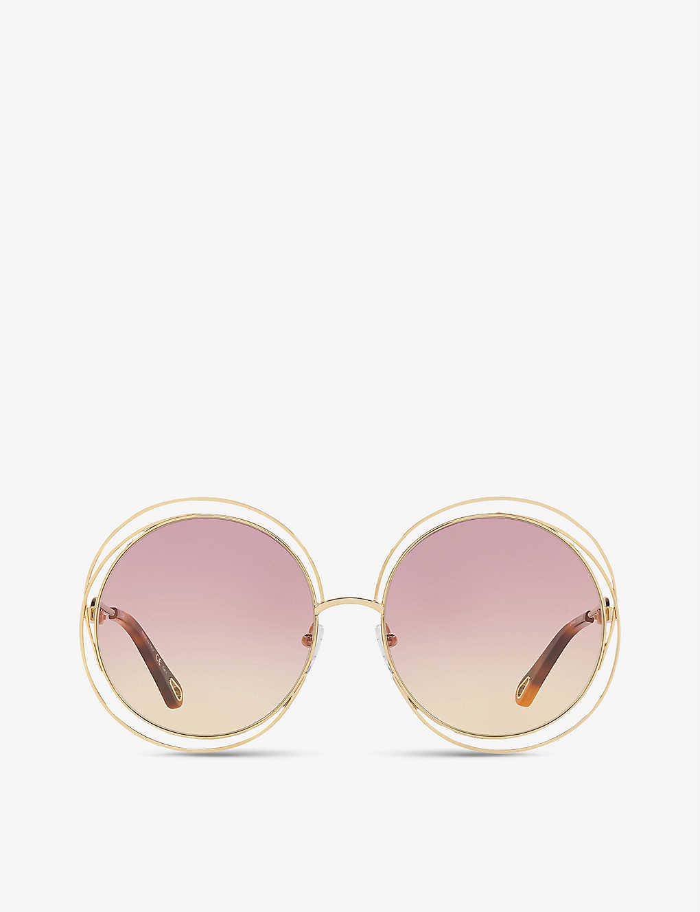 Shop Chloé Chloe Women's Pink Ch0045s Round-frame Metal Sunglasses