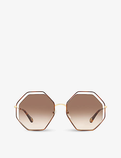 CHLOE: CH0046S hexagonal-framed metal sunglasses