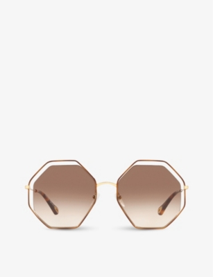 Chloe: CH0046S hexagonal-framed metal sunglasses