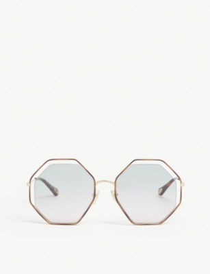 CHLOE: CH0046S hexagonal-frame metal sunglasses