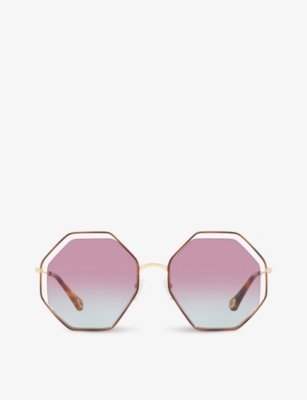 CHLOE: CH0046S hexagonal-framed metal sunglasses