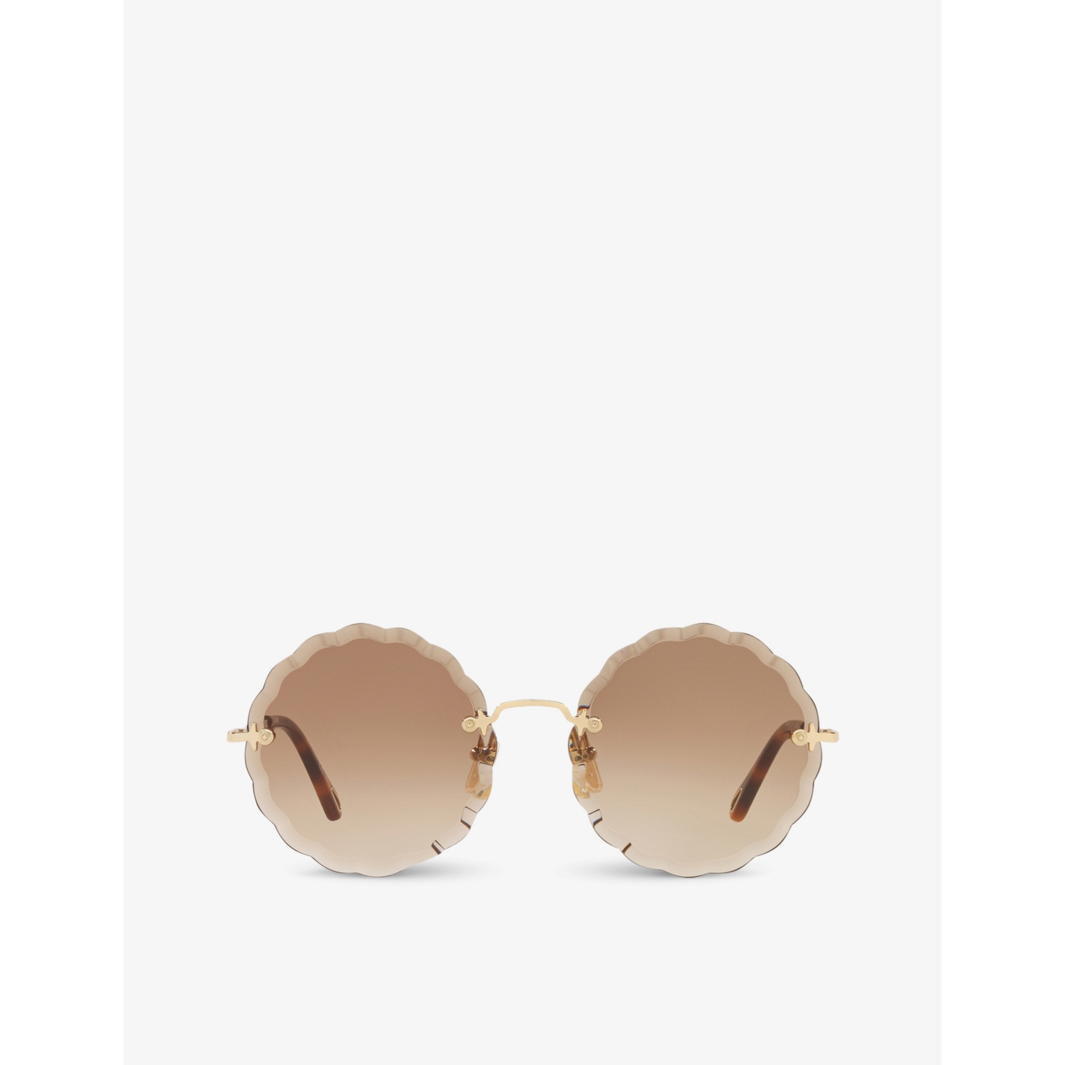 Chloé CH0047S Scalloped Round Metal Frame Sunglasses
