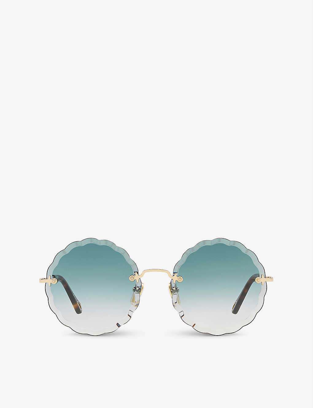 Chloé Chloe Womens Gold Ch0047s Metal Scalloped Round-frame Sunglasses