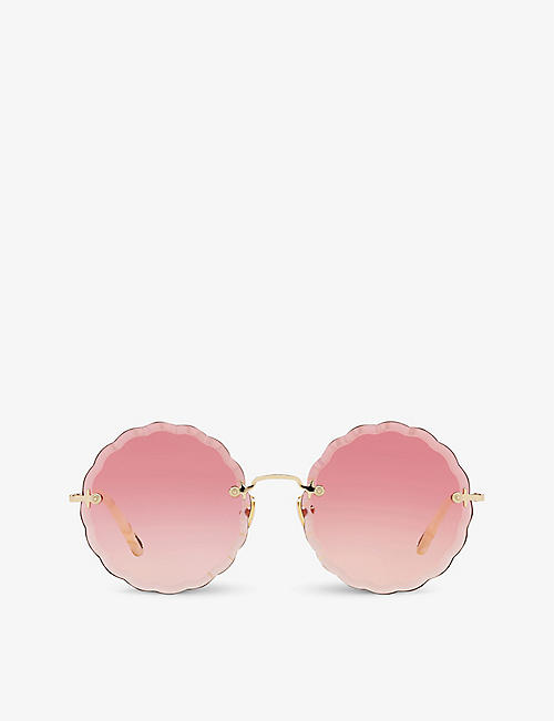 CHLOE: CH0047S metal scalloped round-frame sunglasses