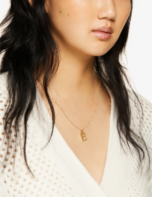 Shop Edge Of Ember B Initial 18ct Yellow Gold-plated Vermeil Recycled Sterling-silver Pendant Necklace