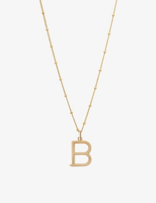 Edge Of Ember Womens Gold B Initial 18ct Yellow Gold-plated Vermeil Recycled Sterling-silver Pendant