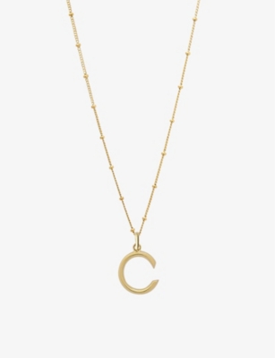 EDGE OF EMBER: C initial 18ct yellow gold-plated vermeil recycled sterling-silver pendant necklace