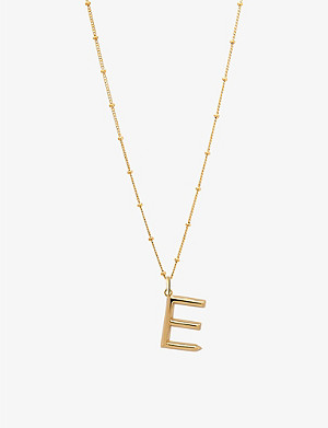 EDGE OF EMBER E Initial 18ct yellow gold-plated vermeil recycled sterling-silver pendant necklace