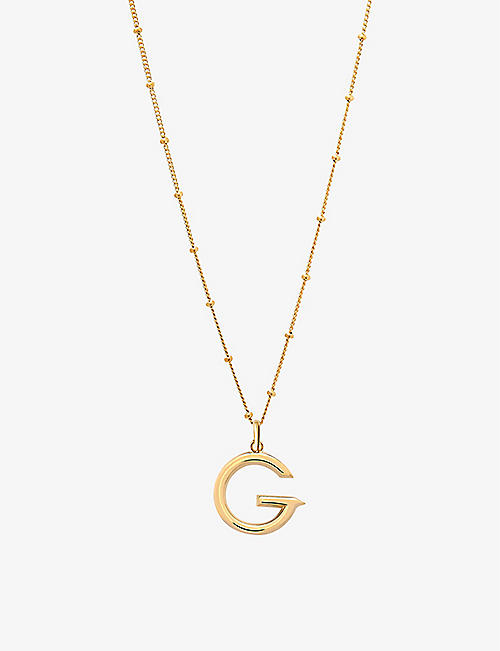EDGE OF EMBER: G Initial recycled 18ct yellow gold-plated vermeil sterling-silver pendant necklace