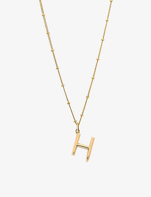 EDGE OF EMBER: H Initial 18ct yellow gold-plated vermeil recycled sterling-silver pendant necklace