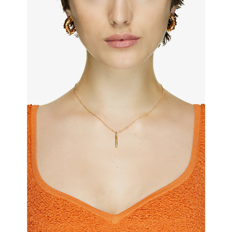 Shop Edge Of Ember I Initial 18ct Yellow Gold-plated Vermeil Recycled Sterling-silver Pendant Necklace