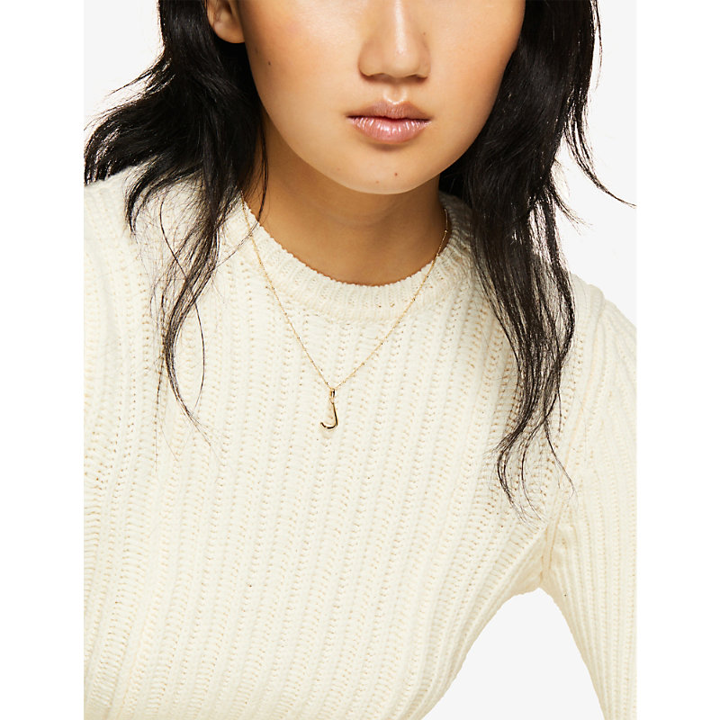 Shop Edge Of Ember J Initial 18ct Yellow Gold-plated Vermeil Recycled Sterling-silver Pendant Necklace