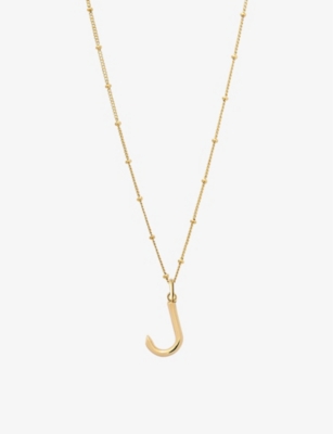EDGE OF EMBER: J Initial 18ct yellow gold-plated vermeil recycled sterling-silver pendant necklace