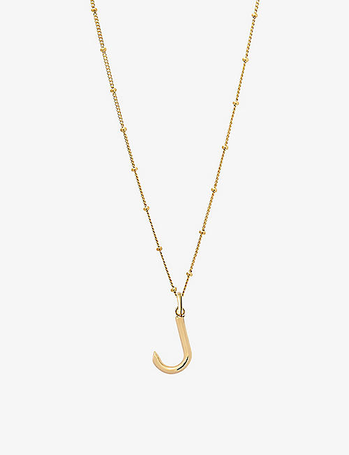 EDGE OF EMBER: J Initial 18ct yellow gold-plated vermeil recycled sterling-silver pendant necklace