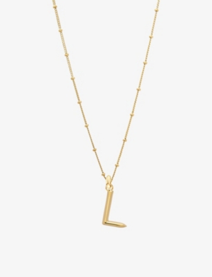 Edge Of Ember L Initial 18ct Yellow Gold-plated Vermeil Recycled Sterling-silver Pendant Necklace