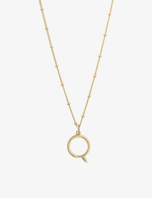Edge Of Ember Q Initial Recycled 18ct Yellow-gold Plated Vermeil Sterling-silver Pendant Necklace