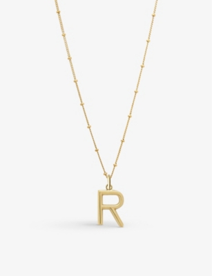 Edge Of Ember Womens Gold R Initial 18ct Yellow-gold Plated Vermeil Recycled Sterling-silver Pendant