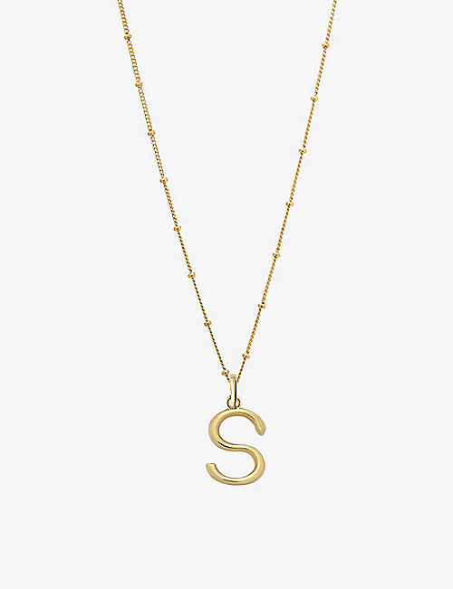 EDGE OF EMBER: S Initial 18ct yellow-gold plated vermeil recycled sterling-silver pendant necklace