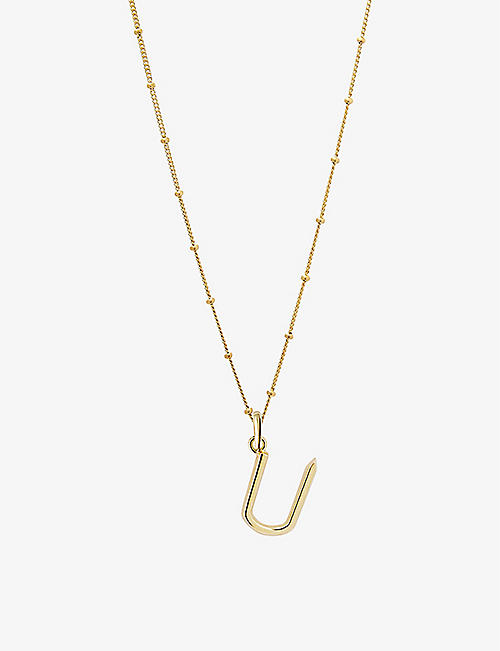 EDGE OF EMBER: U initial 18ct yellow-gold plated vermeil recycled sterling-silver pendant necklace