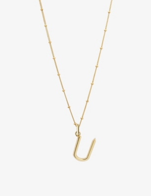Edge Of Ember U Initial 18ct Yellow-gold Plated Vermeil Recycled Sterling-silver Pendant Necklace