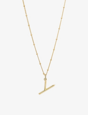 Edge Of Ember Y Initial Recycled 18ct Yellow-gold Plated Vermeil Sterling-silver Pendant Necklace