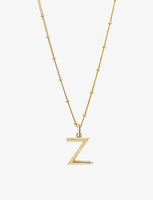 EDGE OF EMBER: Z initial 18ct yellow-gold plated vermeil recycled sterling-silver pendant necklace