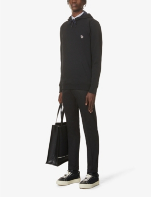 Shop Ps By Paul Smith Zebra-embroidered Cotton Hoody In Black