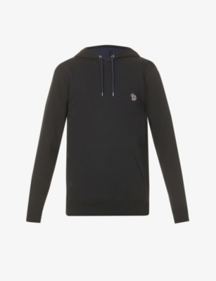 Ps By Paul Smith Zebra-embroidered Cotton Hoody In Black