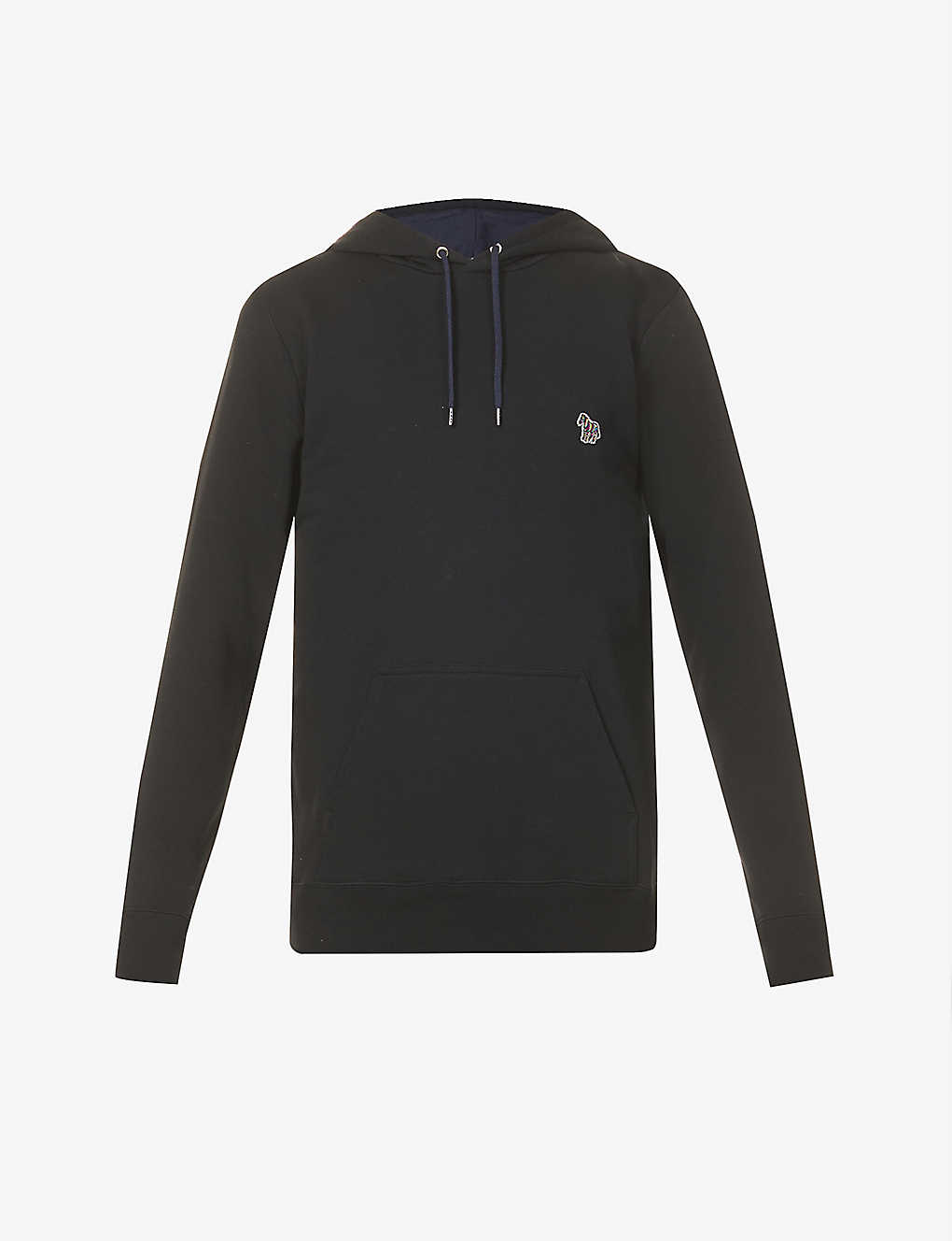 Ps By Paul Smith Zebra-embroidered Cotton Hoody In Black