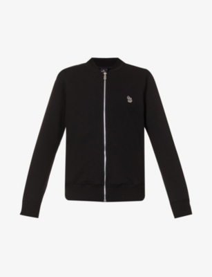 PS BY PAUL SMITH: Zebra-embroidered long-sleeve organic-cotton bomber jacket