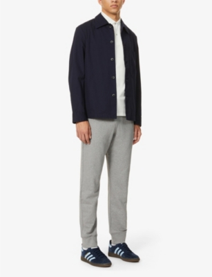 Shop Ps By Paul Smith Men's Grey Melange Zebra Brand-embroidered Organic-cotton Jogging Bottoms