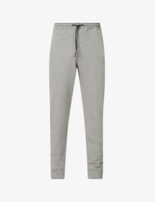 Shop Ps By Paul Smith Men's Grey Melange Zebra Brand-embroidered Organic-cotton Jogging Bottoms