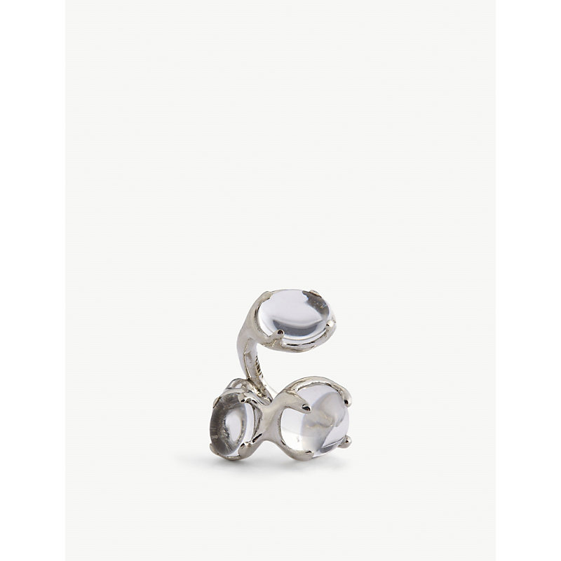 Alan Crocetti Mens Rhodium Vermeil Droplet Rhodium-plated Vermeil Sterling-silver And Crystal Ear Cuff