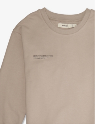 Shop Pangaia Text-print Organic-cotton Sweatshirt 3-12 Years In Stone