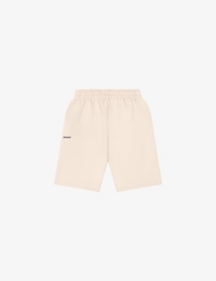PANGAIA: Text-print mid-rise cotton shorts 3-12 years